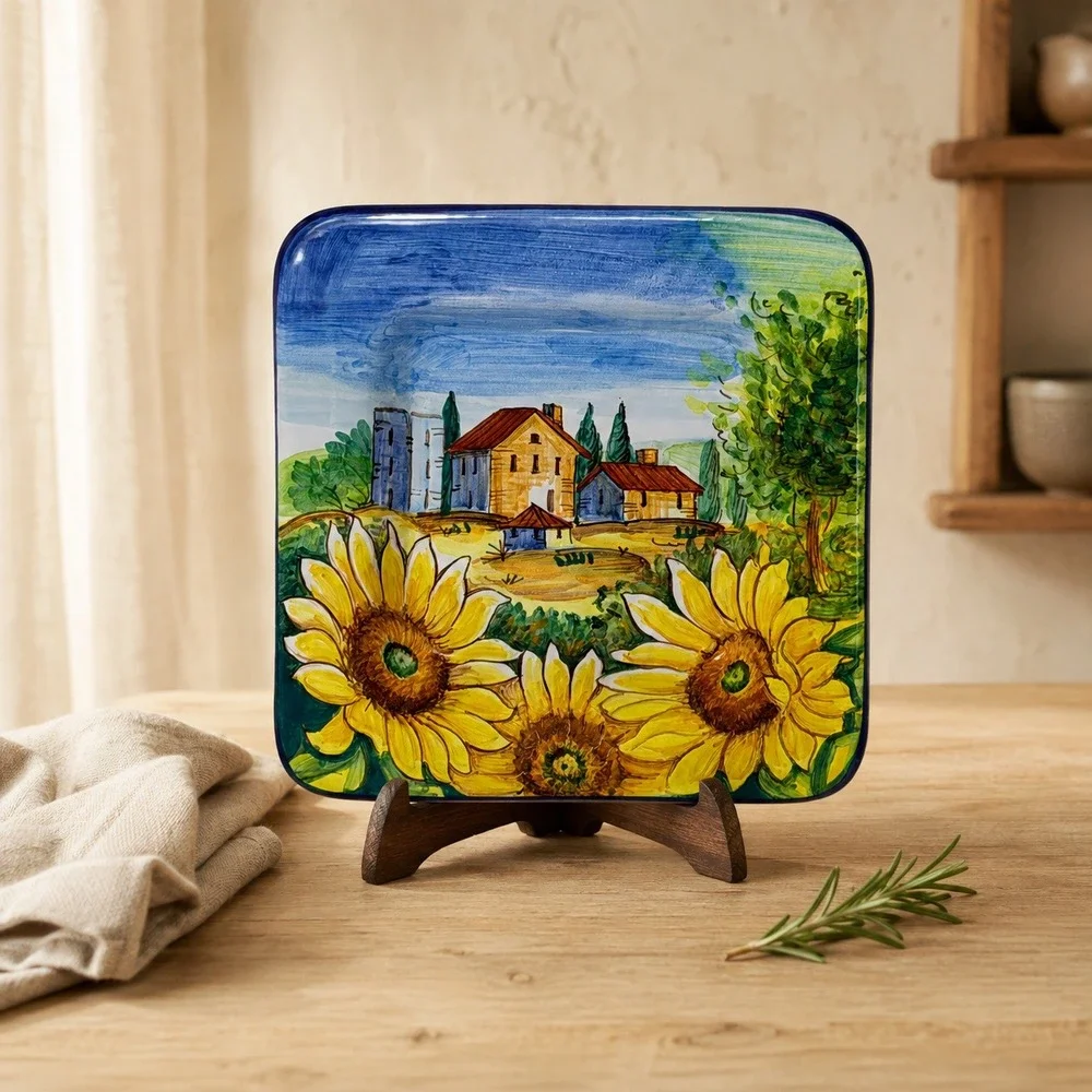 Bettini Germano Deruta Italy Hand Painted Majolica Sunflower Tuscan Plate 6.25